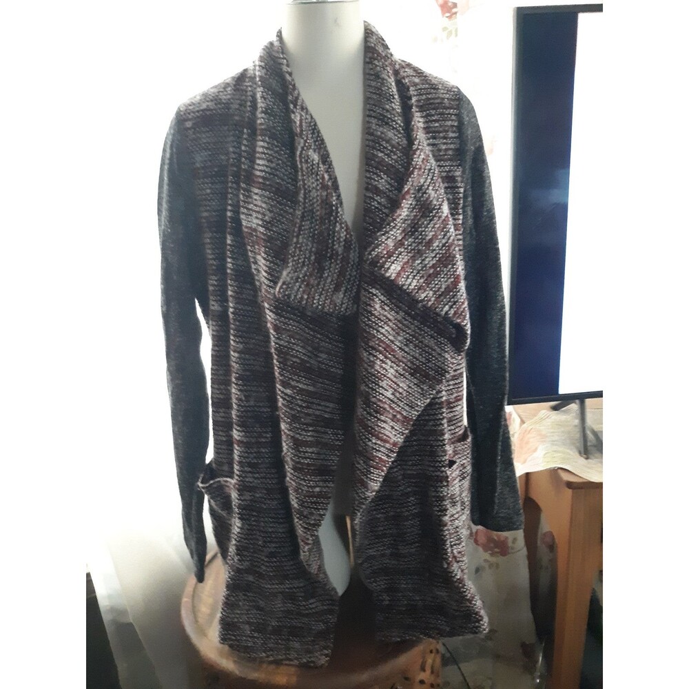 Lucky Brand Lotuz Grey wool blend open draped cardigan sz Lg